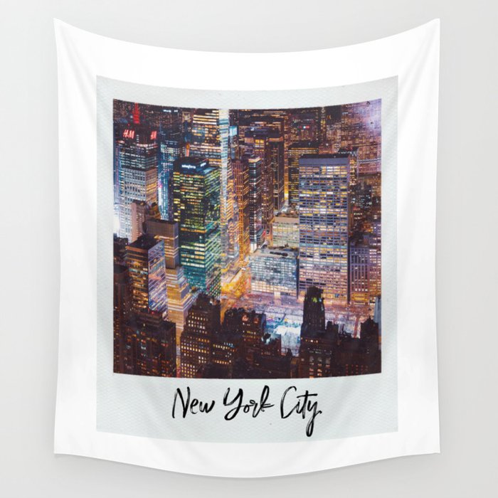 New York City at Night | Vintage Style Photography Wall Tapestry