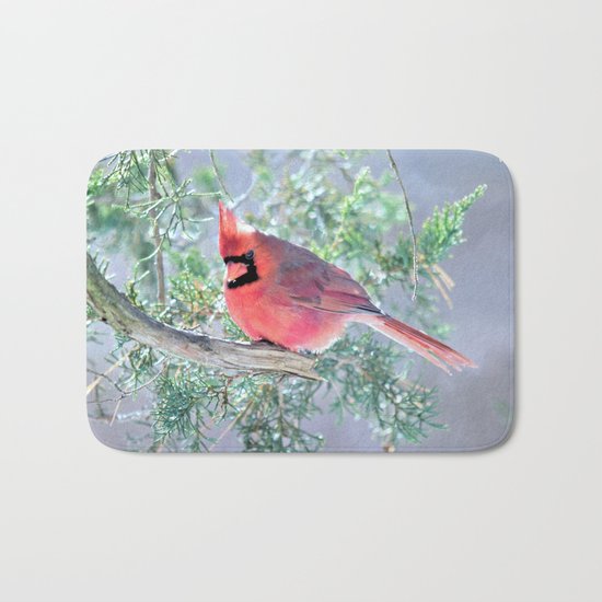 Cold Winter's Day Cardinal Bath Mat