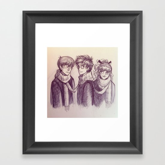 Harry, Ron & Hermione Framed Art Print