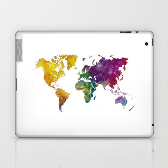 Watercolor world map Laptop & iPad Skin