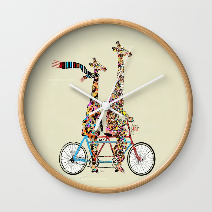 giraffe days lets tandem Wall Clock by bri.buckley Society6