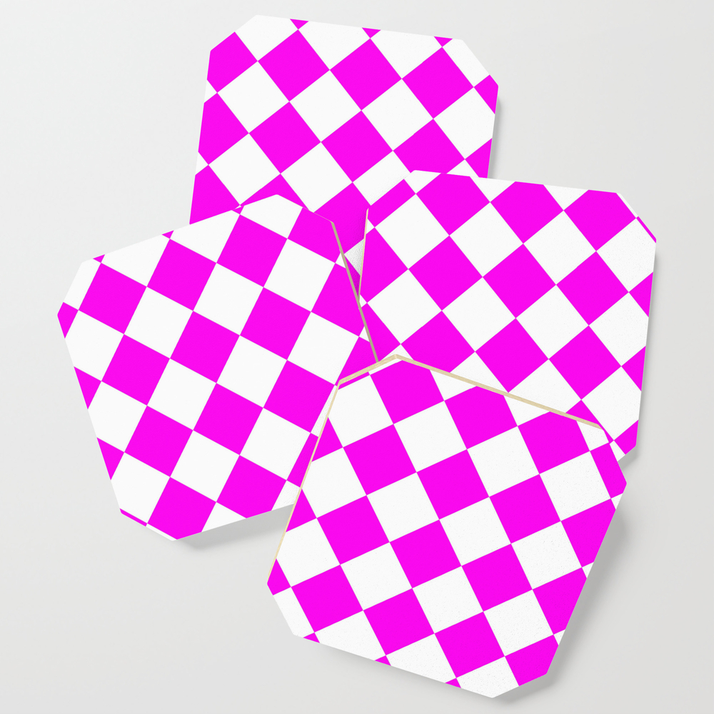 Rhombus (Magenta & White Pattern) Coasters by luxelab