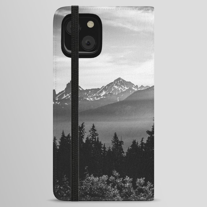 Morning in the Mountains Black and White iPhone Wallet Case