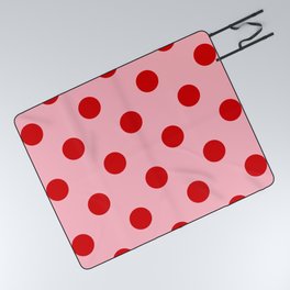 XXL Red and Pale Pink Polka Dot Pattern Picnic Blanket