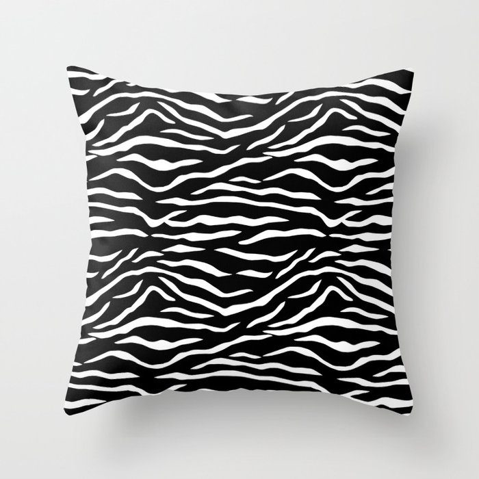 Black and White Jungle Big Cat Tiger Stripes Throw Pillow by PodArtist