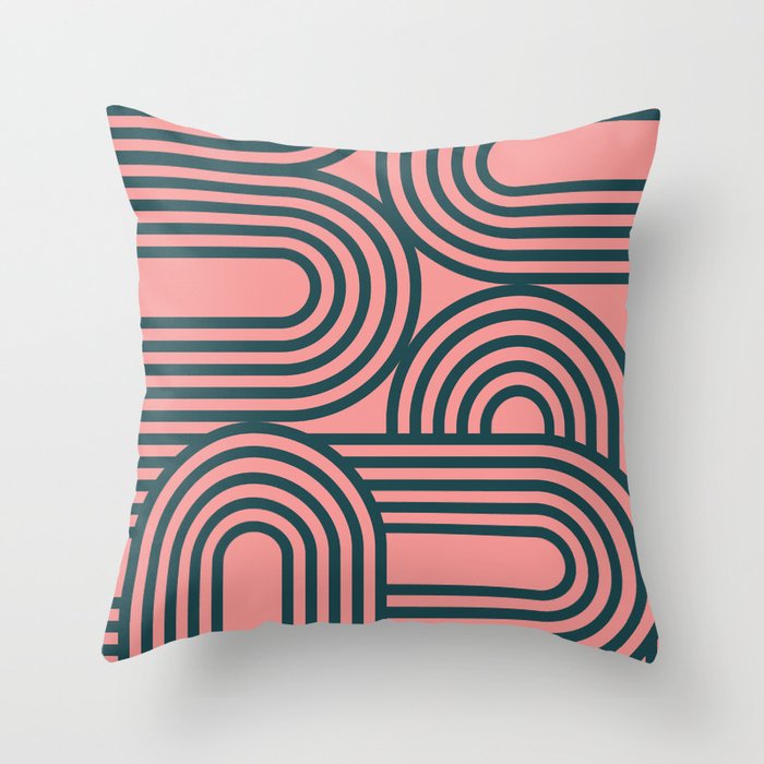 Abstraction_WAVE_GRAPHIC_LINE_PATTERN_POP_ART_M0121A Throw Pillow