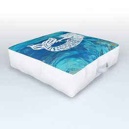 Mermaid Silhouette Design on Painted Acrylic Background  Outdoor Floor Cushion