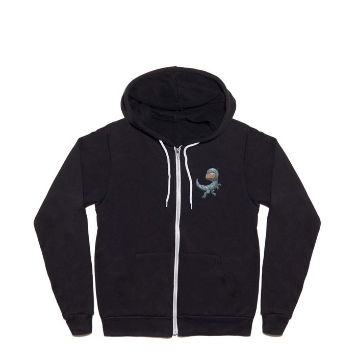 Velociraptor Astronaut Dino Raptor in Outer Space Full Zip Hoodie