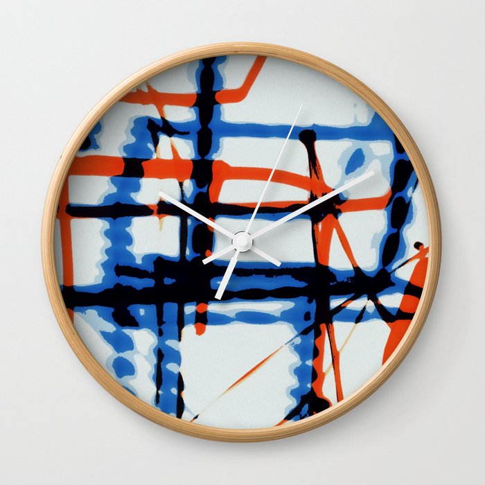 Modern Red White And Blue Print Wall Clock By Benartrio Society6