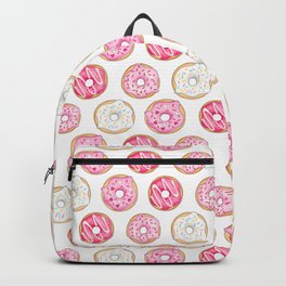 Pink Donuts Pattern on a pink background Backpack | Sweet, Drawing, Girly, Baking, Pink, Pattern, Watercolour, Illustration, Digital, Repeatpattern 