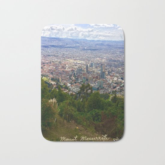 Mount Monserrate, with a 10,000 ft view of Bogota Colombia Bath Mat