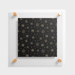Christmas Xmas Elegant Pattern Gold and Black Floating Acrylic Print