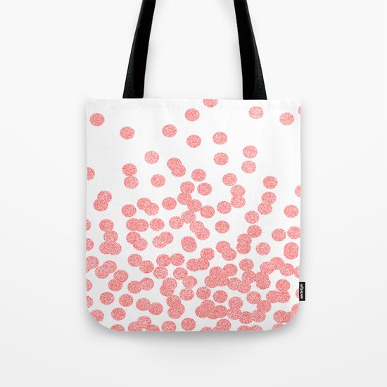 Scattered Glitter Dots in grapefruit blush pink girly cute colors for trendy cell phone case Tote Bag