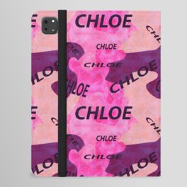  pattern with the name Chloe in pink colors and watercolor texture iPad Folio Case
