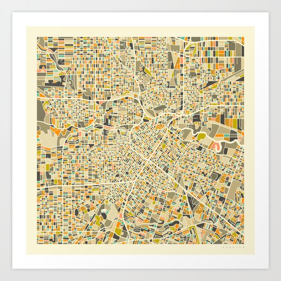 HOUSTON MAP Art Print