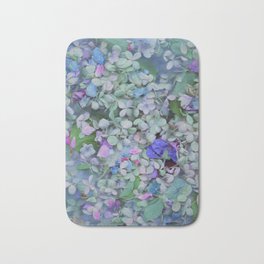 Hydrangea Heaven Bath Mat | Scannerart, Bluepurpleandpink, Hydrangea, Collage, Digital, Blissful, Heavenly, Petals, Botanical 