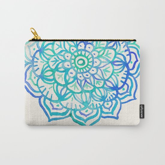 Watercolor Medallion in Ocean Colors Carry-All Pouch