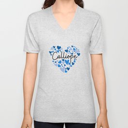 Calliope, blue hearts V Neck T Shirt
