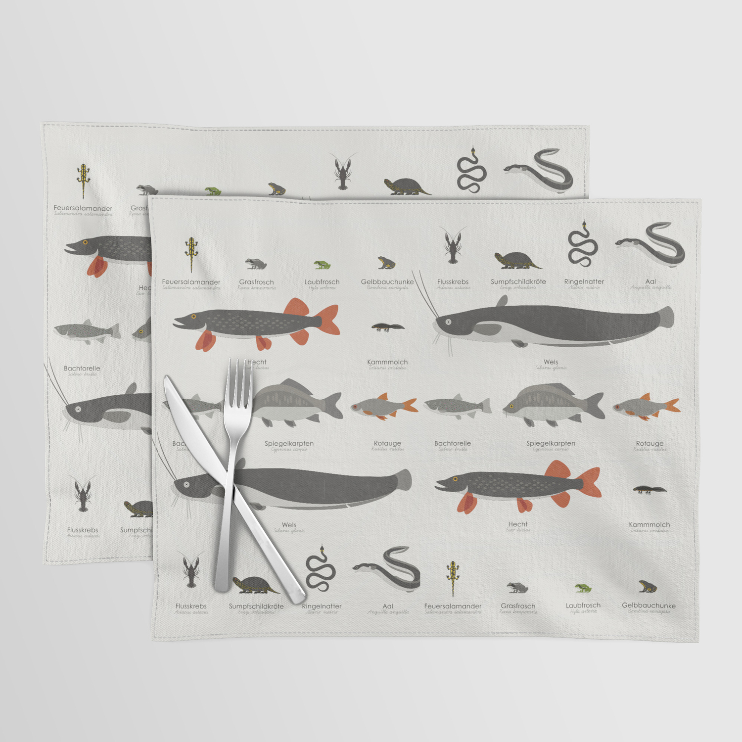 Water Animals and Fish Chart Guide Placemat by Iris Luckhaus | Society6