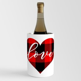 Heart With Plaid And Love Inside Wine Chiller