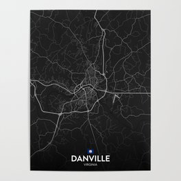 Danville, Virginia, United States - Dark City Map Poster