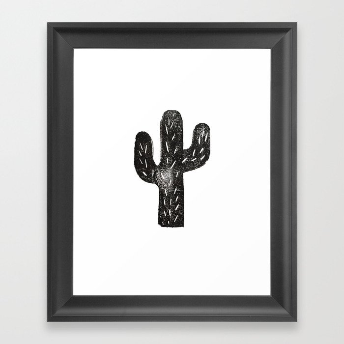 Stamped Cactus Framed Art Print