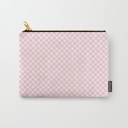 Classic Diagonal Gingham Check Plaid Pattern in Pastel Pink and White Carry-All Pouch