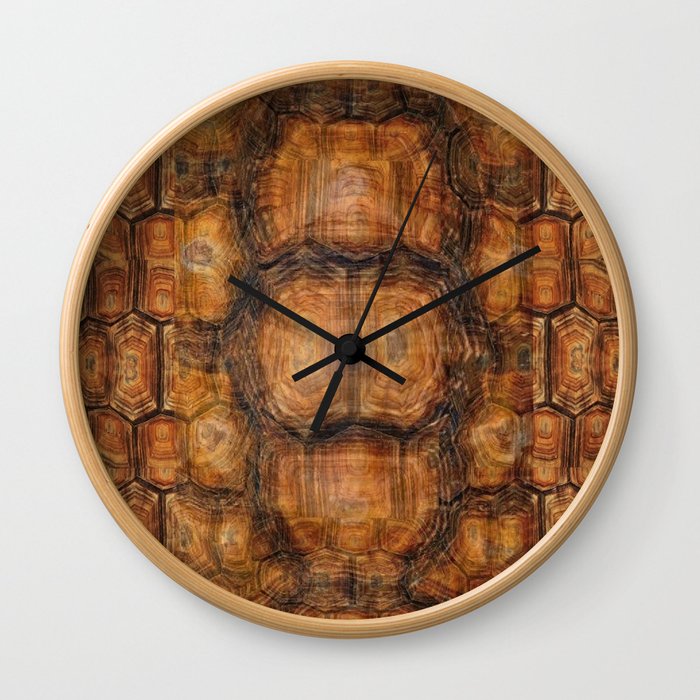 Brown Patterned  Organic Textured Turtle Shell  Design Wall Clock