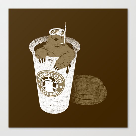 SlowSloth Coffee Dive Canvas Print