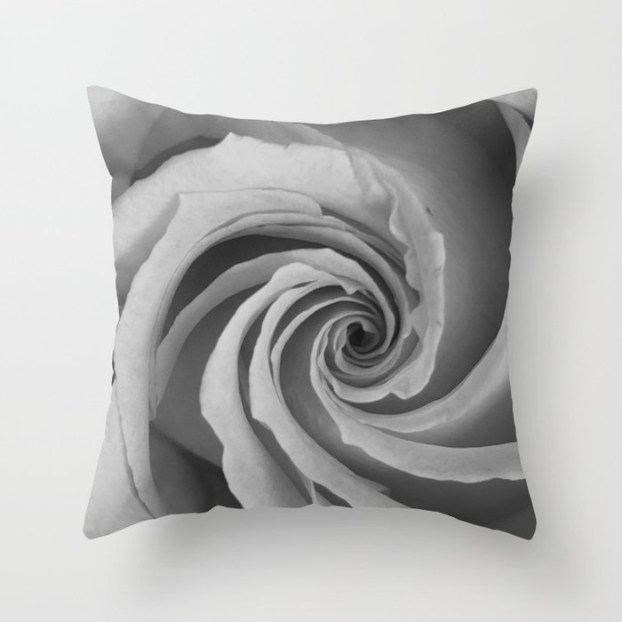Black and White Rose Throw Pillow