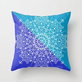 Moroccan Mandala – Blue Diagonal Palette Throw Pillow