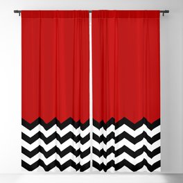 Red Black White Chevron Room w/ Curtains Blackout Curtain