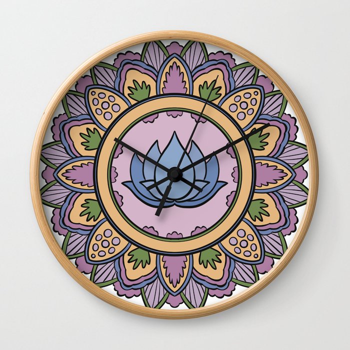 Mandala pattern #37 - Lotus Flower Wall Clock