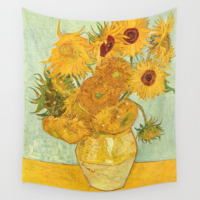 Vincent Van Gogh Sunflowers Vintage Painting Wall Tapestry