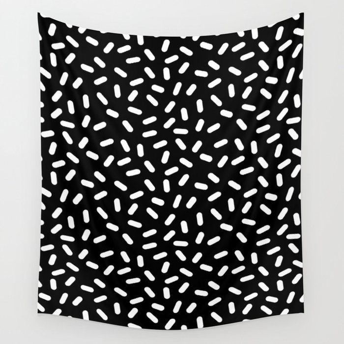 Bingo - black and white sprinkle retro modern pattern print monochromatic trendy hipster 80s style Wall Tapestry