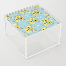 Beautiful Blue & Yellow Sunflowers Acrylic Box