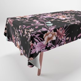 Chinoiserie Flowers and Dots Pattern Jewel Tones Tablecloth