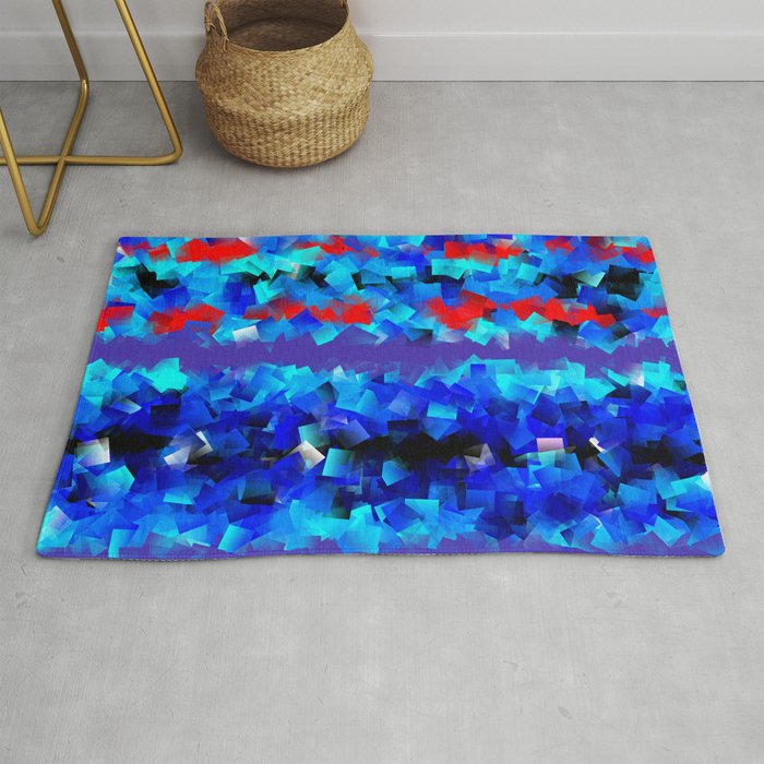 Blue lights and red birds Rug