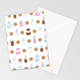Milk and Cookies Pattern on White Stationery Cards
