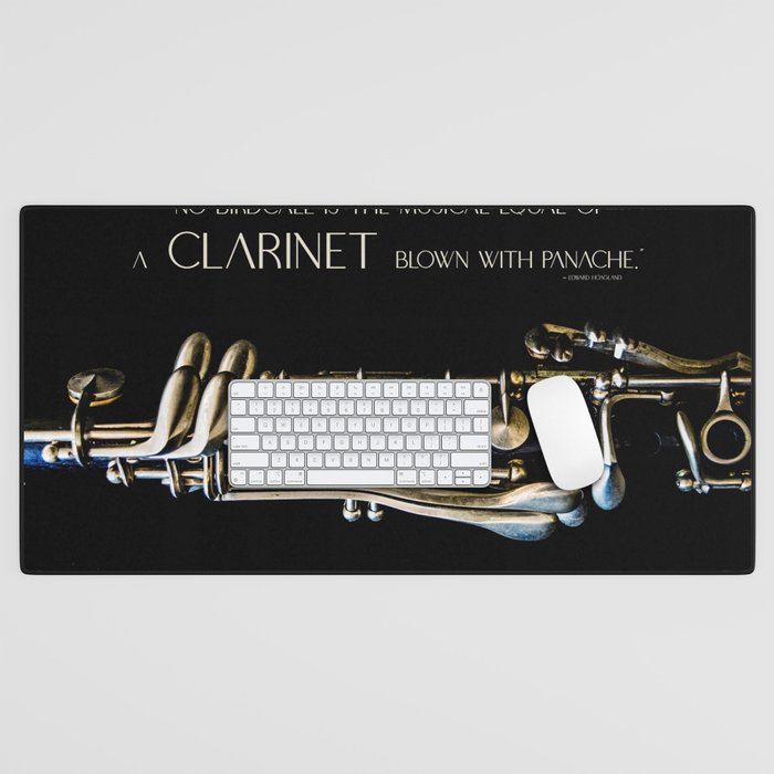 Panache Minimalist Clarinet Photo with Quote Desk Mat