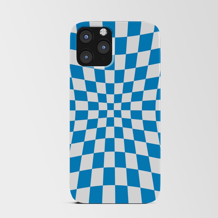 Blue Op Art Check or Checked Background. iPhone Card Case