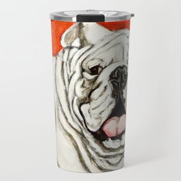 Uga the Bulldog Painting - Red Background Travel Mug