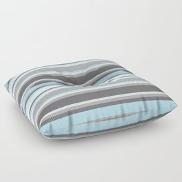 [ Thumbnail: Dark Gray, Dim Gray, Light Blue & Light Cyan Colored Stripes Pattern Floor Pillow ]