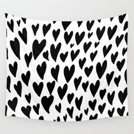 Valentines day hearts explosion - black and white Wall Tapestry