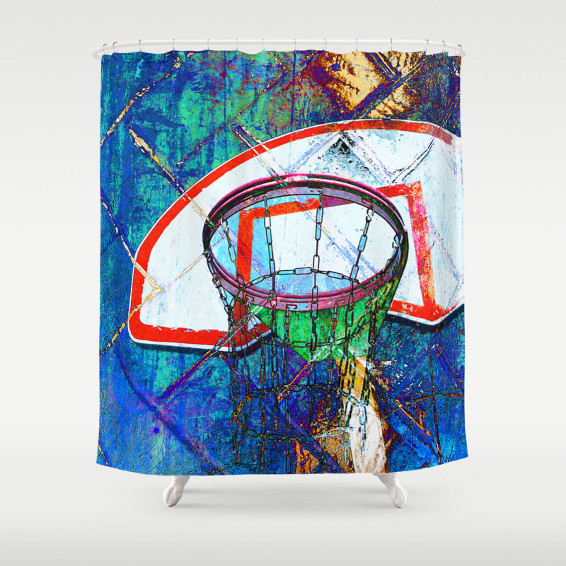 Details about   Sports Shower Curtain Basketball Sketch Art Print for Bathroom 