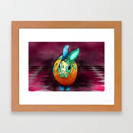 Bunny - Orange & Teal Framed Art Print