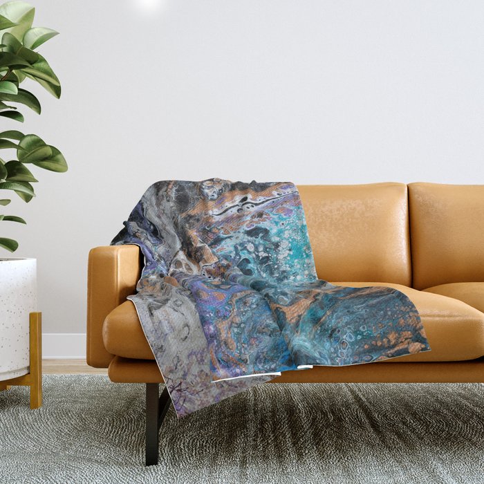 Molten Time (flow art on canvas) Throw Blanket