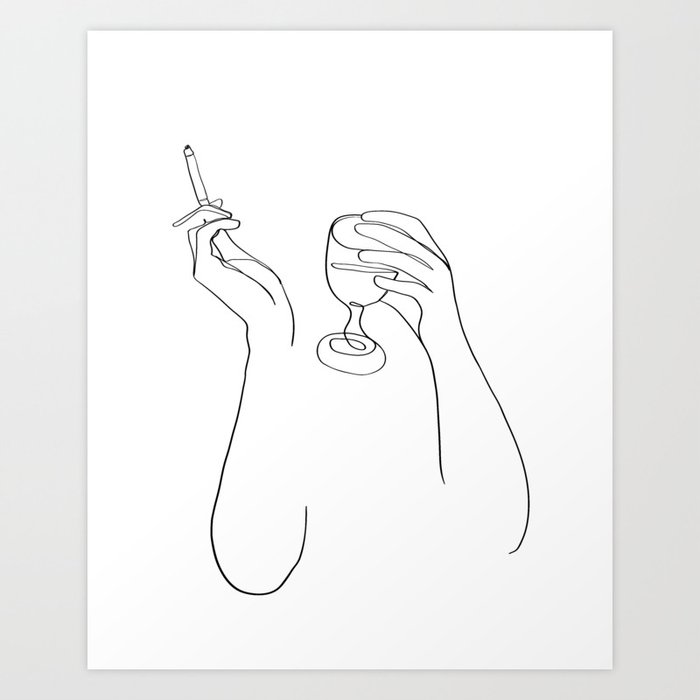 Wine & Cigarettes Art Print