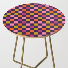 Checkerboard Check Checkered Pattern Magenta Pink Orange Lime Avocado Blue Side Table
