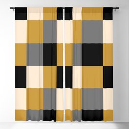 Checkerboard Squares Plaid Black Yellow Gold Beige Gray Grey Blackout Curtain